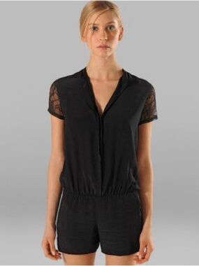 Maje Romper - Lace Sleeves and Back Inset